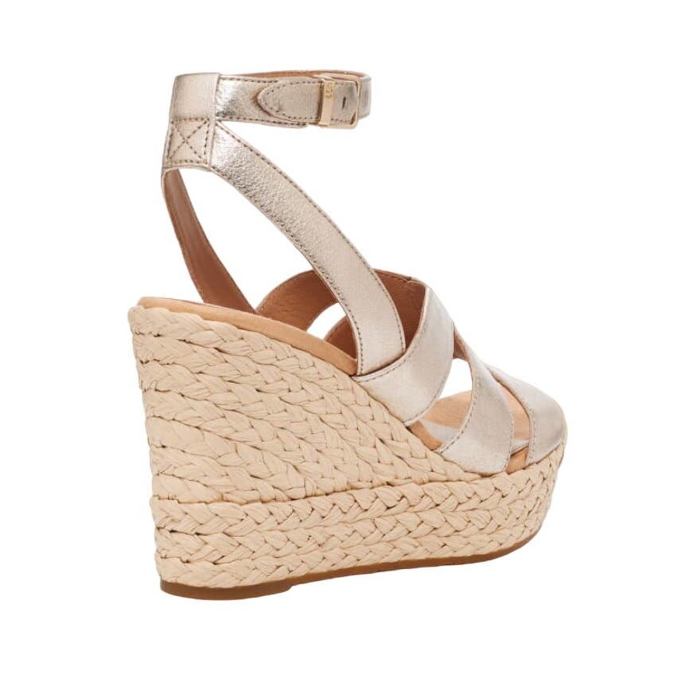 Ugg CAREENA Metallic Gold Raffia Wedge Platform Sandals | Womens 10 NEW - Picture 4 of 5